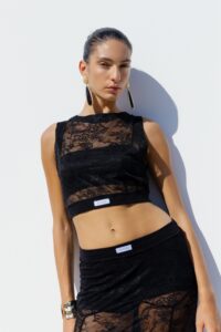 Black lace shirt hover